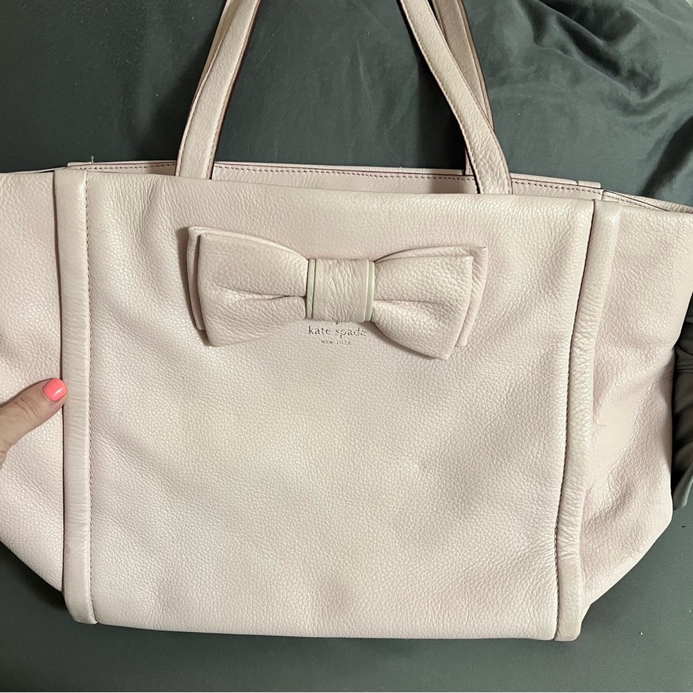 Kate Spade light pink leather bow tote bag